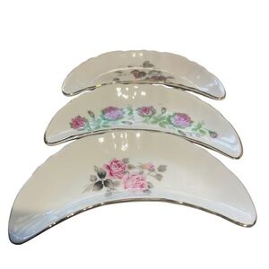 Vintage Nasco Bone Dish Gold  Rim National Silver Company Japan  Set of 8
